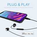 Lightning Earbuds Apple MFi Certified Headphones, in-Ear Headphones with Lightning Connector, Built-in Microphone, Hands-Free Calling and Track Controls, Black (Universal)