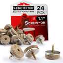 Screw-On Felt Pads X-Protector 24 Felt Chair Pads for Hardwood Floors 1.1" Premium Chair Glides Beige Floor Protectors for Furniture Legs The Best Furniture Sliders for Hardwood Floors