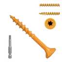 Deck Screws 1-1/2 Inch, Wood Screws #81-1/2, 200 Pcs, Tan Rust Resistant Epoxy Coated, Outdoor Decking Screws, Torx/Star Drive Head Deck Screw, T25 Star Bit Included, for Timber, Fence