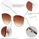 Oversized Sunglasses for Women, Mirrored Cat Eye Sunglasses with Rimless Design U225
