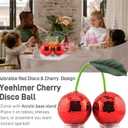 Disco Ball New Cherry Disco Mirror Ball Hanging Reflects Light for DJ Club Stage Bar Party Wedding Holiday Decoration Home Cherry Decor (5.9, Red)