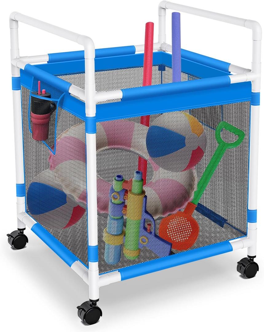 ANGAR Pool Float Storage, 150 Gallons Pool Toy Storage Bin (32" L x 35" W x 32" H), Pool Float Toy Holder With 360 Wheel, Pool Float Storage Organizer For Noodles, Toys, Floats, Towels ANGAR Pool Float Storage, 150 Gallons Pool Toy Storage Bin (32" L x 35" W x 32" H), Pool Float Toy Holder With 360 Wheel, Pool Float Storage Organizer For Noodles, Toys, Floats, Towels