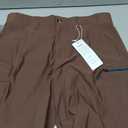 Oalka Women's Hiking Cargo Shorts Bermuda Camping 9" Shorts | Lightweight Quick Dry Golf Shorts With Zipper Pockets, Breathable Athletic Summer Button Elastic Waistband Shorts For Women (Brown, L)