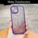 for iPhone 15 Case, Flowers Butterfly Slim Hard PC Frosted Shockproof Drop Protection Cover, Translucent Matte Floral Phone Case for Women Girls 6.1" - Purple