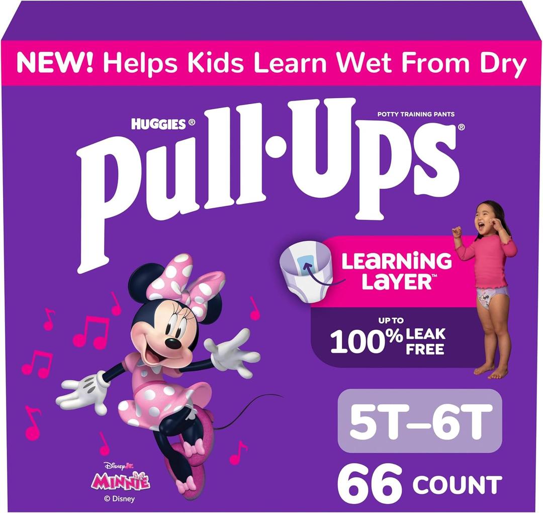 Pull-Ups Girls' Potty Training Pants, Size 5T-6T Training Underwear (46+ lbs), 66 Count