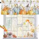 JasmineM Thanksgiving Valances Curtains for Living Room Fall Harvest Maple Leaves Rod Pocket Curtains for Bedroom Pumpkin Farm 54x18in