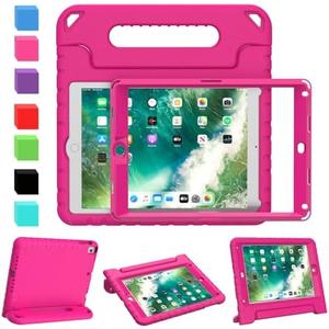 AVAWO Kids Case for iPad 9.7 2017/2018 & iPad Air 2 with Built-in Screen Protector - Light Weight Shock Proof Convertible Handle Stand Friendly Kids Cover for 9.7 iPad 5th & 6th Gen, Magenta/Rose