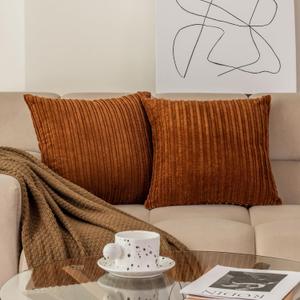 Kevin Textile Fall Decorative Pillow Covers for Autumn Decorative Couch Throw Pillow Covers Sofa Bench, Set of 2, 20x20 inches, 50cm, Brown
