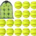 Lewtemi 18 Pack Yellow Sports Practice Softballs Official Size and Weight Slowpitch Softball with 1 Mesh Bag Unmarked Leather Covered Youth Fastpitch Softball Ball for Games Practice Training