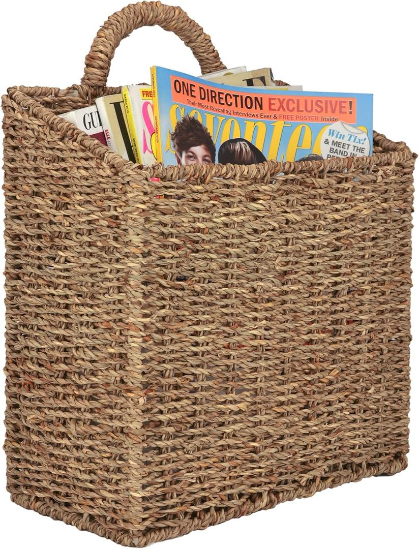 MyGift Wall Basket Hanging Storage Basket, Large Decorative Baskets, Magazine and Mail Organizer Basket 12.5 Inch
