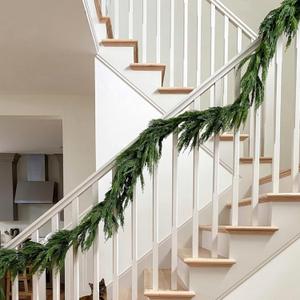 Jutom 2 PCS 9 ft Christmas Cedar Garland - Real Touch Cedar Needles Decorations Artificial Faux Holiday Greenery Garland for Seasonal Table, Mantel & Stair Decor