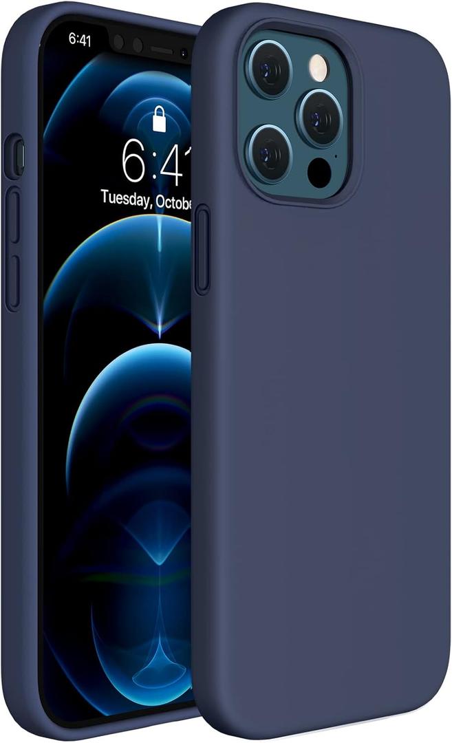 Miracase Compatible with iPhone 12 Pro Max Case, [Soft Anti-Scratch Microfiber Lining], Liquid Silicone Case Gel Rubber Shockproof Drop Protection Phone Case for 12 Pro Max, Navy Blue