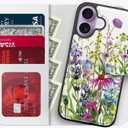 FUNMIKO for iPhone 17 Case Wallet,Detachable Flip Folio Leather Cover,RFID Blocking 4 Card Slots Holder,Magnetic Kickstand,Protective Phone Shell for Women Girls,Blooming Wildflowers