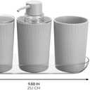 2 x iDesign Fluted 4-Piece Bathroom Accessories Set for Vanity Countertop - Gray/Clear