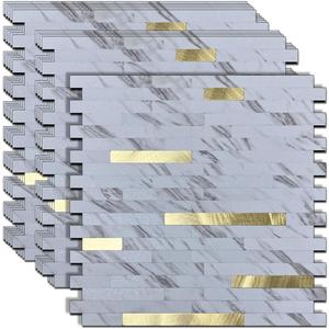 sanyeskkiy 10-Sheet Peel and Stick Backsplash Tile, PVC Mixed Metal Stick on Kitchen, Bathroom Vanities, Fireplace Décor, Laundry Table(11.81" X 11.53")