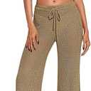 Saodimallsu Women's 2 Piece Crochet Swimsuit Cover Up Sleeveless Crop Top Drawstring Long Pants Set Beach Outfits, Medium