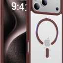 2 x Magnetic for iPhone 17 Pro Max Case,[Anti-Slip][Compatible with MagSafe][Military Grade Drop Protection] Shockproof Protective Translucent Phone Case for iPhone 17 Pro Max Case,Wine Red