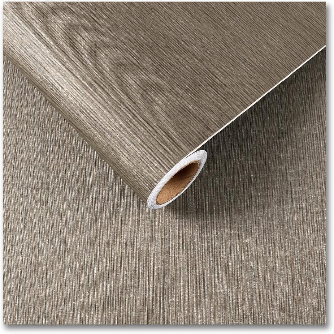 CRE8TIVE 24"x354" Large Size Tan Grasscloth Wallpaper Textured Wallpaper Stick and Peel Grasscloth Contact Paper Removable Self Adhesive Linen Fabric Brown Wallpaper for Bathroom Kitchen Home Decor