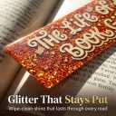 Sparkly Glitter Acrylic Tassel Bookmark - Show-Style Page Marker with Gold & Orange Shimmer, Bookish Accessories for Women Readers - “The Life of a Book Lover”