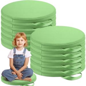 Suzile 12 Pcs 12'' Floor Cushions for Classroom Flexible Floor Seating with Handles Classroom Carpet Cushions for Kids Toddlers Daycare Preschool Furniture(Green,Round)