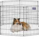 MidWest Homes for Pets Folding Metal Dog Exercise Pen, Indoor/Outdoor Playpen with Secure Door, Provides 16 Sq Feet of Play Space, 30-Inches Tall, Black E-Coated