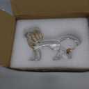 YU FENG 5.5inch Crystal Lion Figurine Collectible,Blown Painted Glass Art Wildlife Animal Sculpture Ornament Handmade Crystal Paperweight Decor Gifts,Clear