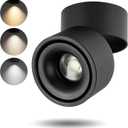 LED Dimmable Ceiling Spotlight 12W 3CCT 3000K/4000K/5000K Adjustable Indoor Directional Spotlight Fixtures for Room Living Hallway Gallery Art Light,CRI93 1200LM (Black)