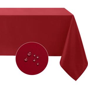 Softalker Rectangle Tablecloth, Waterproof & Stain Resistant Table Cloths Wrinkle Free Fabric Washable 210GSM Polyester Table Cover for Dining/Party/Outdoor - 60 x 120 inch,Red