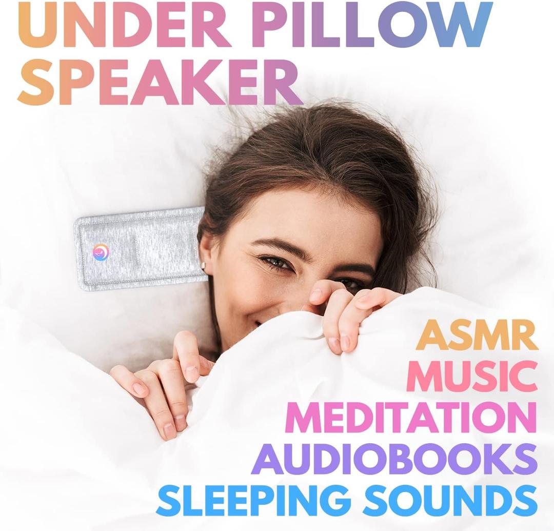 Pillow Speaker  'Drowsie Flexi - Black'  Fall Asleep Faster & Stay Asleep Longer with Sleeping Sounds or Music, Audiobooks, Meditations from Apps Like: Calm, Headspace, Spotify, Audible