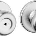 Kwikset Tylo Interior Privacy Door Knob with Lock, Door Handle For Bathroom and Bedroom, Satin Chrome Keyless Turn Lock Doorknob (1 Pack)