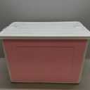 56 Quart Ultra Latch Box Large Storage Bins Waterproof Utility Tote Organizing Container Box with Buckle Lid Collapsible Clear Plastic Storage Box for Clothes and Bedding Pink