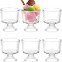 BSTKEY 6PCS Set 10 oz Glass Dessert Bowls/Cups, Cute Footed Dessert Bowls for Ice Cream Trifle Fruit Pudding Snack Salad Condiment Sundae Cocktail Drinks Party