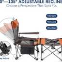 apollo walker Reclining Beach Chair, Adjustable 90-135° Backrest Camping Lounge Chairs for Adults, Folding Chair with Foot Rest & Detachable Pillow - Upgraded 8-Leg, Orange