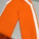 Zaclotre Girl's 2 Piece Outfits Zip Up Sweatsuit Contrast Striped Sweatshirt Sweatpant Sets Jogging Track Suit (9-10 Years, Orange)