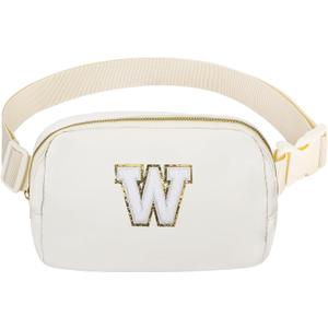 Birthday Gifts Christmas Personalized Gift for 4 5 6 7 8 9 10 11 12 13 14 Year old Girls Teen Sister Kid Initial Letter Fanny Pack Trendy Stuff Crossbody Bag White Letter W