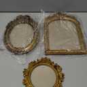 Qunclay 3 Pcs Vintage Resin Picture Frame 4 x 6,5 x 7 Inches Ornate Picture Frames Oval Rectangle Baroque Antique for Wall Hanging Home Wedding (Novel)