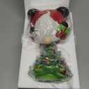 Table Top Christmas Decorations, 13" Ceramic Santa Figurine, Desk Christmas Tree, Pre-lit Battery Operated Vintage Santa Tree Ornaments with 50 Multicolored Lights + 1 Star Toppers Indoor Centerpiece