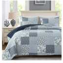 Boryard Twin Size Quilt Set, 2-Piece Lightweight Soft Full Size Quilt Patchwork Bedspread Coverlet Bedding Set with 1 Pillow Sham, Blue Plaid Print