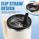 40 OZ Tumbler Flip Straw Lid for Stanley Quencher, Spill Proof Lids Replacemen, Non Spill Straw TOP Cover Replacement Accessories with Brush Black