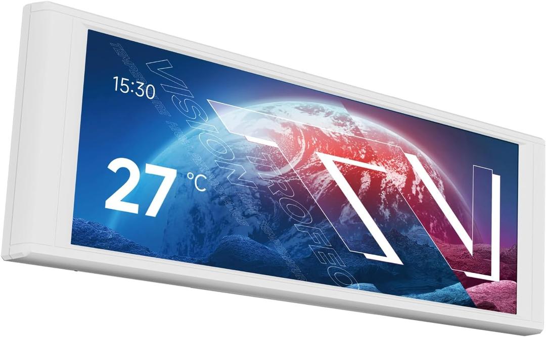Thermalright Trofeo Vision LCD White Edition Case Sub-Display Features a 6.86-inch Full-Color LCD Screen (1280x480 Resolution) with Magnetic Panel Design. Supports DIY Dynamic/Static Images (White)
