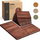 THYOI Premium Deck Tiles, Patio Flooring - Outdoor Waterproof Acacia Wood Tiles for All Weather Use - Balcony, Backyard, Indoor & Outdoor (Square Ft) (10, Dark Brown, 6S)