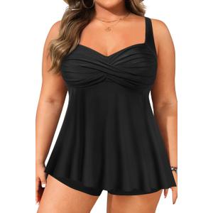 Aqua Eve womens Tankini (16 Plus, Black)