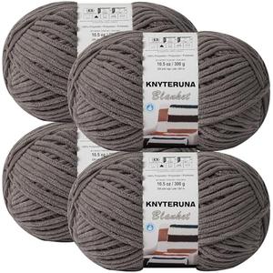 Knyteruna #6 Super Bulky Blanket Yarn for Crocheting - 4 Skeins(Each 10.5oz/300g, 220yds/201m), Chunky Chenille Thick Plush Big Soft Yarn for Crocheting Knitting Blankets, Sand