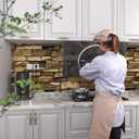 Peel and Stick Wallpaper Brick Stone wallpaper 17.7 " x 118 " Self-Adhesive Wallpaper Stone Contact Paper 3D Wall Paper Stone Brick Textured Vintage Removable Wallpaper for Fireplace Kitchen Vinyl