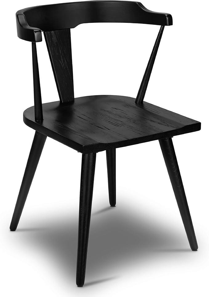 POLY & BARK Mid Century Modern Enzo Black Dining Chair – Solid Oak Wood Splat Back Chair, 18" Seat Height, 32" Tall – Stylish MCM Kitchen & Dining Room Chair POLY & BARK Mid Century Modern Enzo Black Dining Chair – Solid Oak Wood Splat Back Chair, 18" Seat Height, 32" Tall – Stylish MCM Kitchen & Dining Room Chair