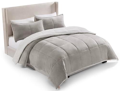 UGG Blissful Comforter Set with 2 Pillow Shams, Warm Winter Bedding, Fluffy Reversible Down Alternative Bedding, King/California King Size Comforter Set, Seal Grey