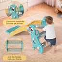BIERUM 4 in 1 Toddler Slide, Kids Slide for Indoor Outdoor Playground, Slides with Basketball Hoop & Ring Toss, Puppy Shaped Playset for Toddlers Age 1-3, Green Yellow
