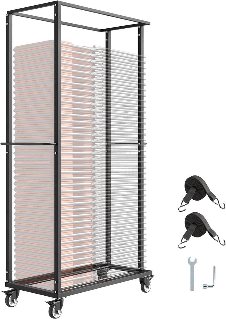 VEVOR Folding Chair Rack, 500 LBS Capacity, Heavy-Duty Chair Cart for 60 Chairs, Metal Chair Storage Dolly Chair Holder with Swivel Casters and Locking Wheels, for Party Event, Hotel, Matte Black