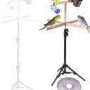 Bird Stand for Inside, Training T-Perch with 15-39 Inch Adjustable Height Tri-pod Base, Parakeet Spinning Perch with Feeding Cups, Exercise Stand for Inside (Upgrade)