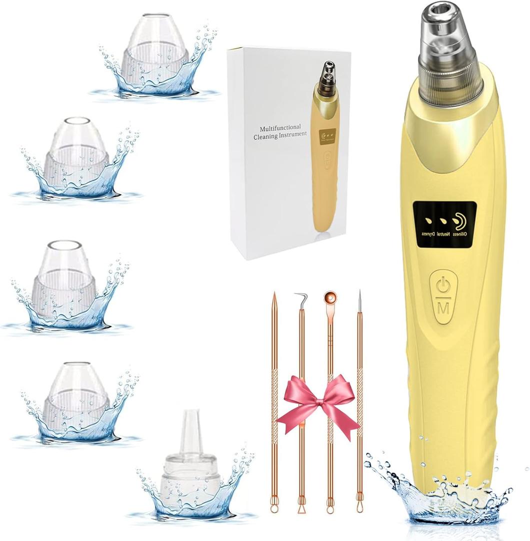Blackhead Remover Pore Vacuum, Facial Pore Cleaner-5 Suction Power,5 Probes, USB Rechargeable Blackhead Vacuum Kit Electric Acne Extractor Tool for Adult